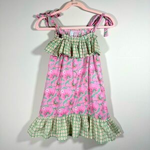 Olga Valentine - Girl's Pink Mini ruffle Dress- Tie Shoulder  size 10